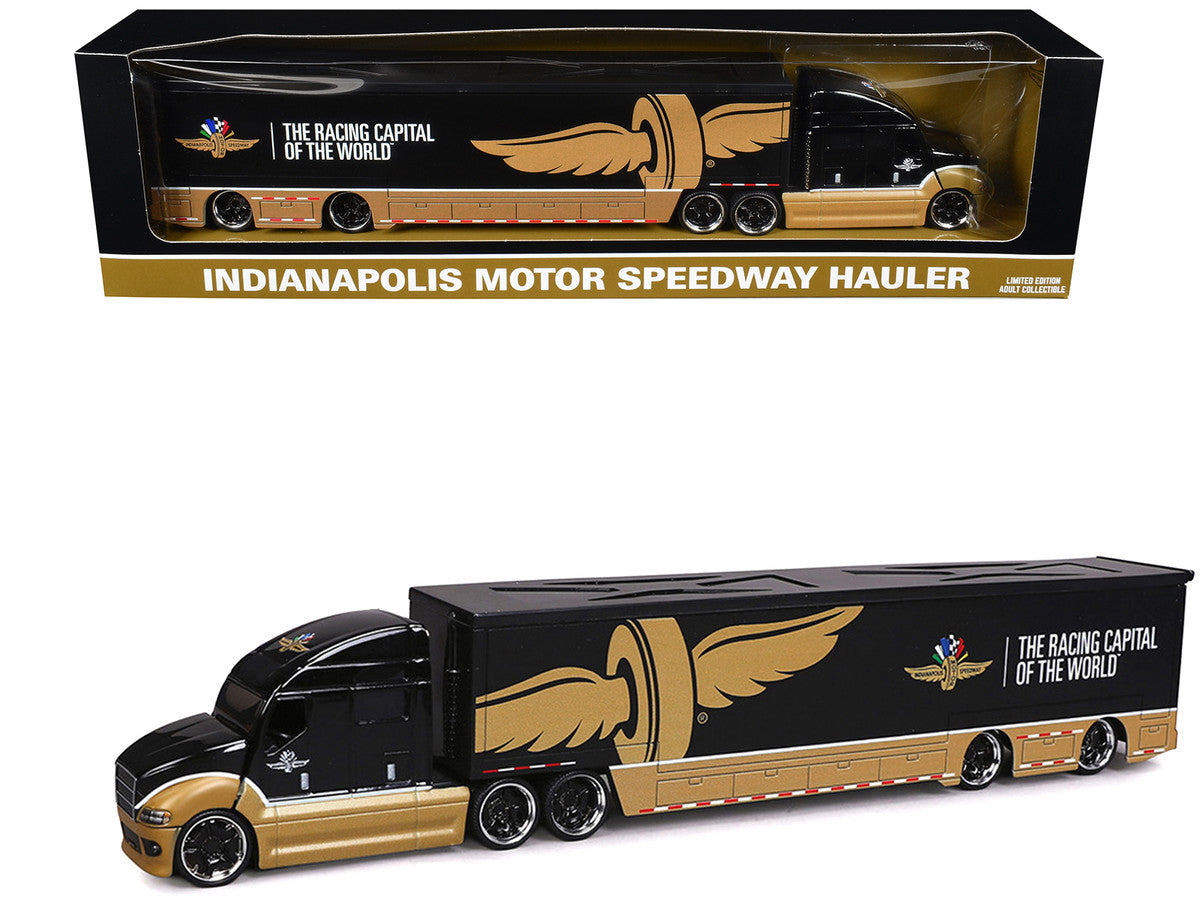 Indianapolis Motor Speedway Hauler Black and Gold 1/64 Diecast Model Car by IXO Models IXO