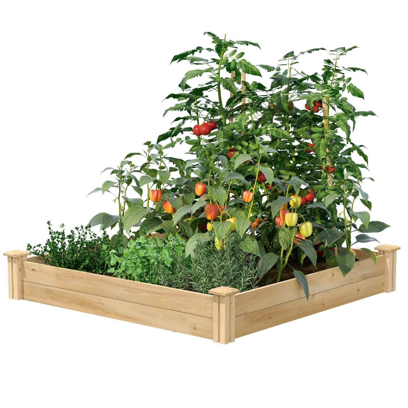 4 ft x 4 ft Cedar Wood Raised Garden Bed - Made in USA FastFurnishings