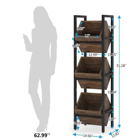 Rustic Farmhouse Industrial 3 Bin 36 Bottle Wine Rack Storage Display Shelf FastFurnishings