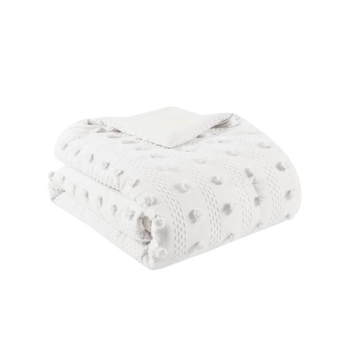 Full/Queen 3-Piece Ivory Pompom Microfiber Comforter Set-3
