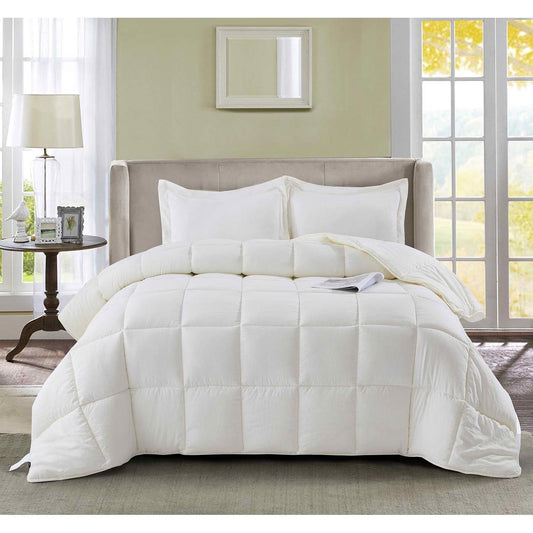 Queen Size Off White 3 Piece Microfiber Reversible Comforter Set HomePacific