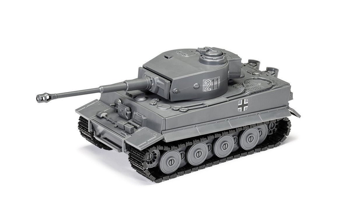 Skill 1 Model Kit Tiger I Tank "German Army" Snap Together Painted Plastic Model Tank Kit 1/35 Scale by Airfix Quickbuild Airfix Quickbuild