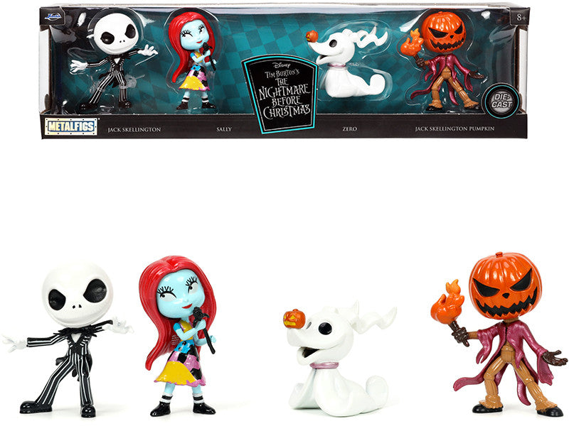 Set of 4 Diecast Figurines (2.5") Tim Burton's "The Nightmare Before Christmas" "Metalfigs" Series by Jada Jada