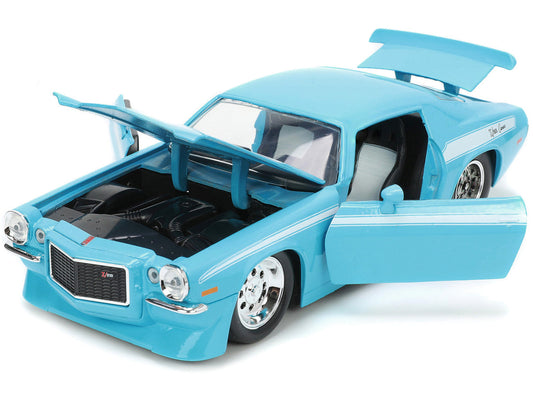 1971 Chevrolet Camaro Z/28 Light Blue with White Stripes "Bigtime Muscle" Series 1/24 Diecast Model Car by Jada Jada