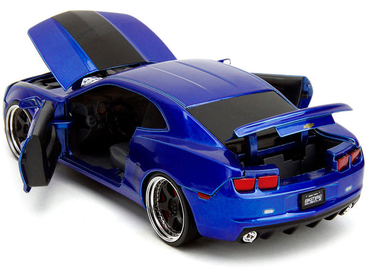 2010 Chevrolet Camaro Candy Blue with Black Hood "Bigtime Muscle" Series 1/24 Diecast Model Car by Jada Jada