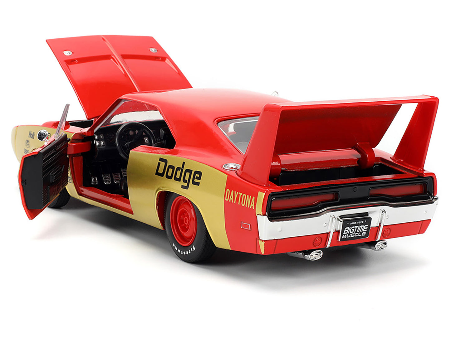 1969 Dodge Charger Daytona #33 Red and Gold Metallic with Graphics "Bigtime Muscle" Series 1/24 Diecast Model Car by Jada