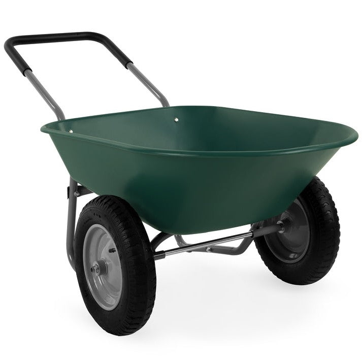 Heavy Duty 2-Wheel Multipurpose Rust Proof Wheelbarrow - Green FastFurnishings
