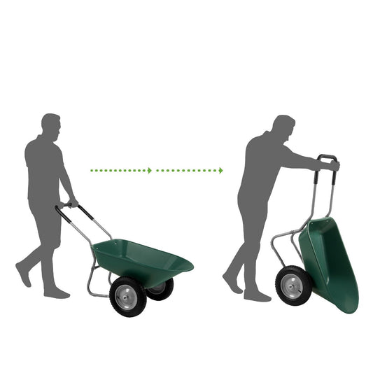 Heavy Duty 2-Wheel Multipurpose Rust Proof Wheelbarrow - Green FastFurnishings