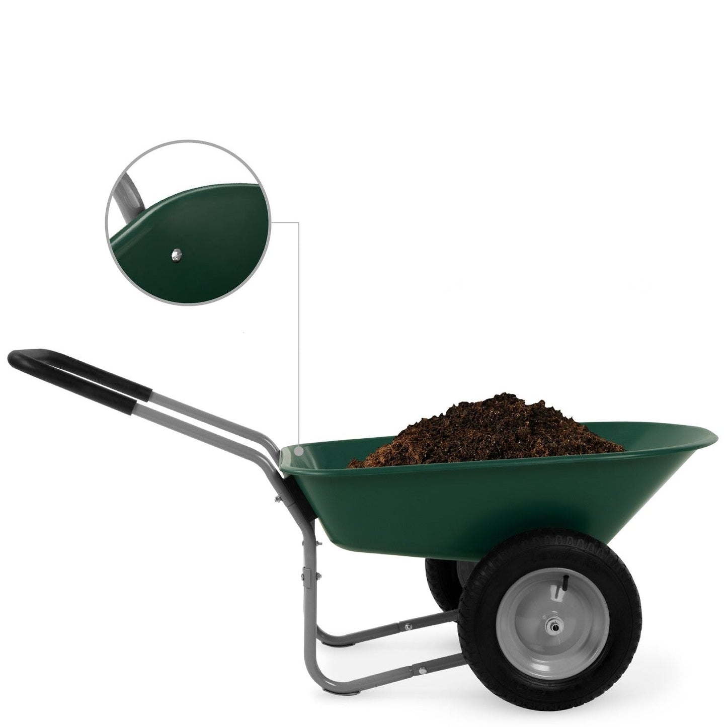 Heavy Duty 2-Wheel Multipurpose Rust Proof Wheelbarrow - Green FastFurnishings