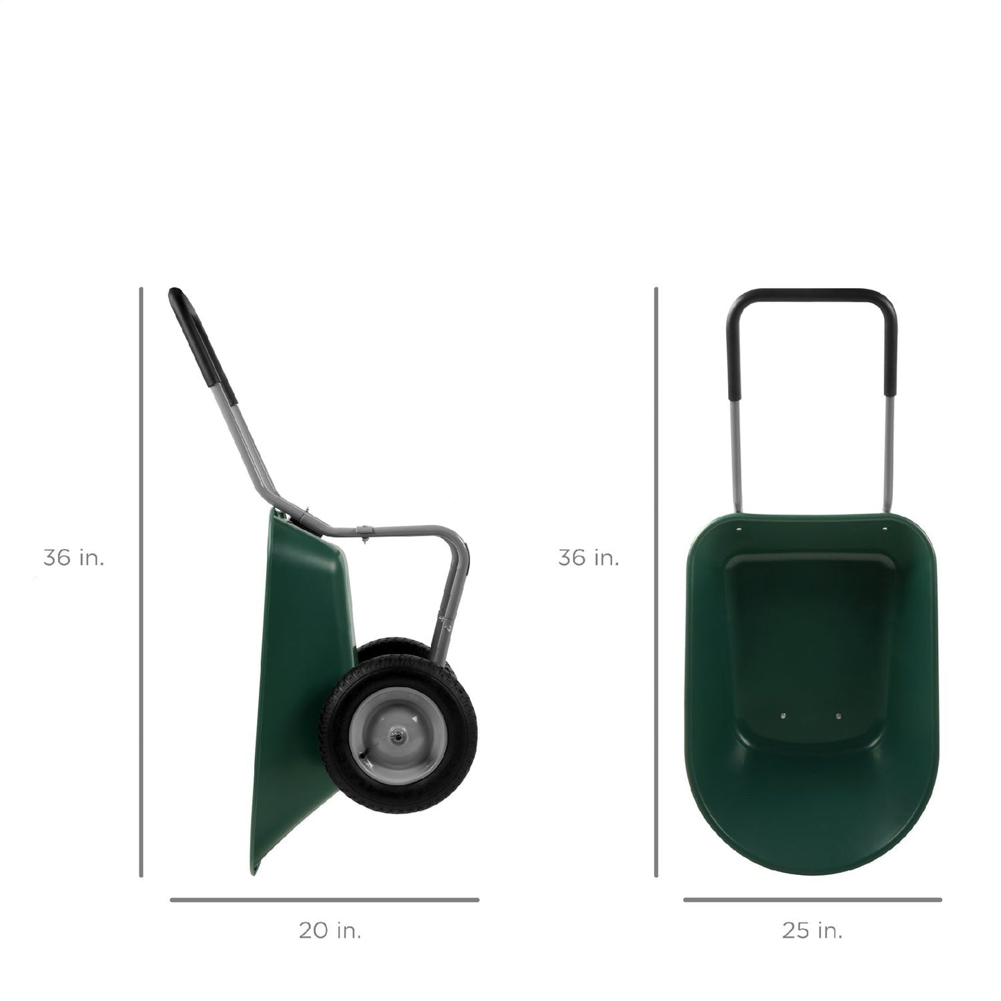 Heavy Duty 2-Wheel Multipurpose Rust Proof Wheelbarrow - Green FastFurnishings