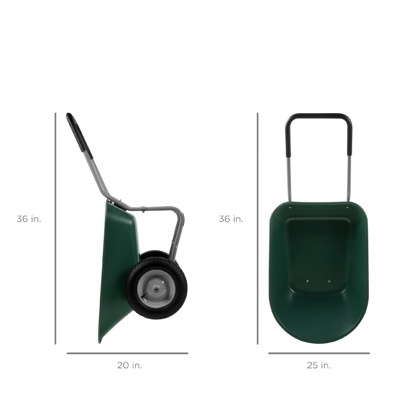 Heavy Duty 2-Wheel Multipurpose Rust Proof Wheelbarrow - Green FastFurnishings