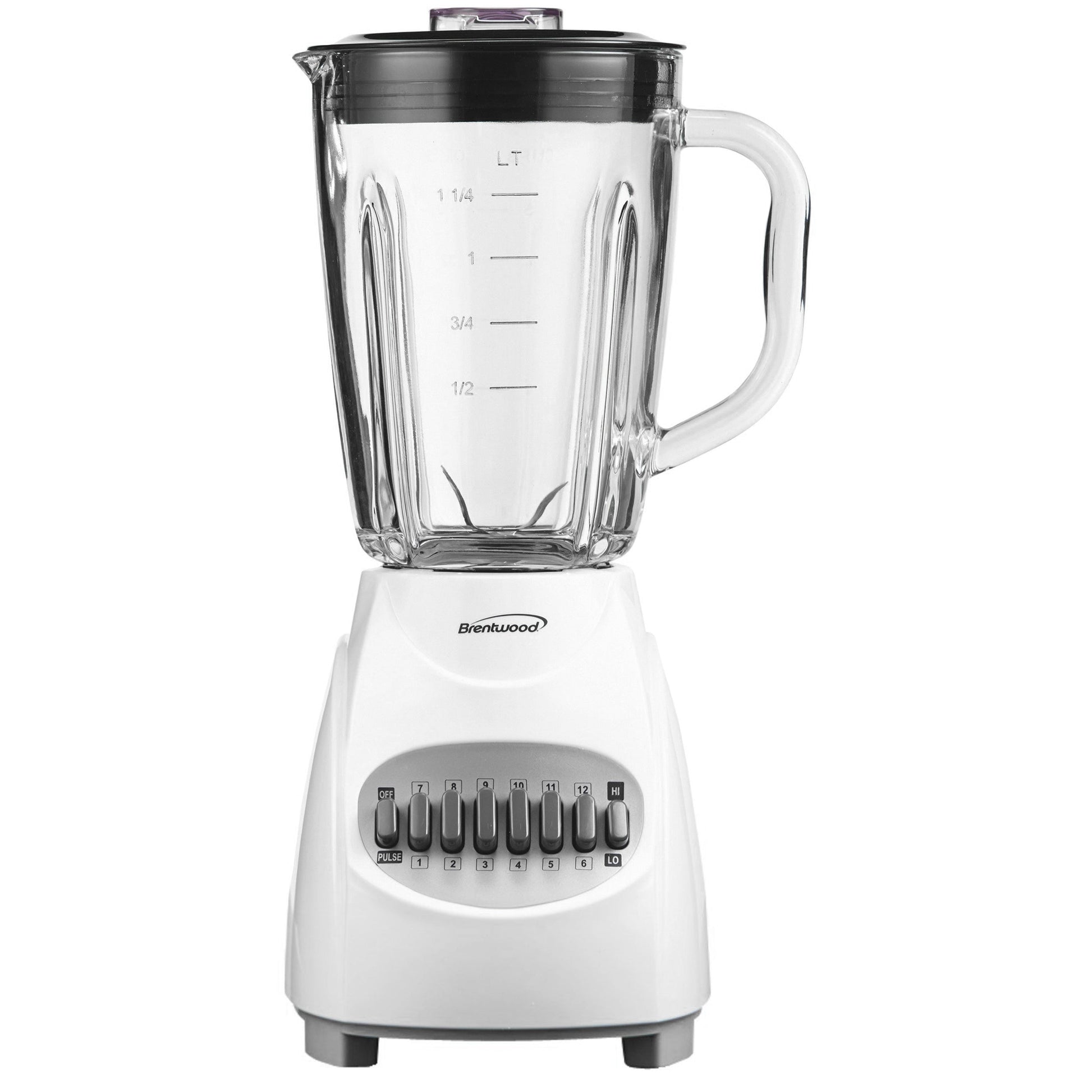Brentwood 12 Speed Blender Glass Jar -White W2B