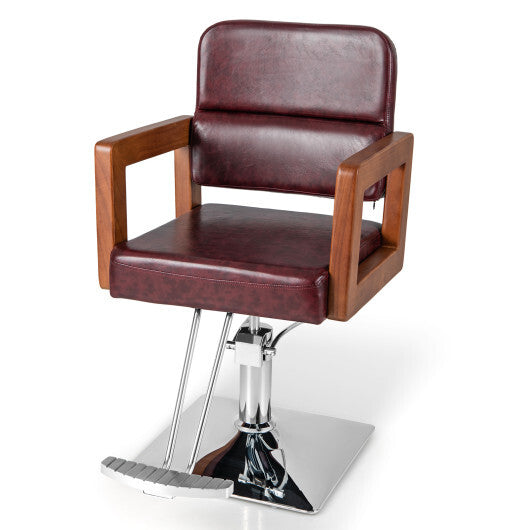 Hydraulic Barber Chair Salon Chair for Hair Stylist with 360 Degrees Swivel-Red W2B