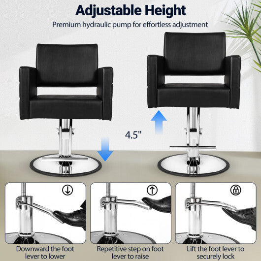 Barber Salon Chair Beauty Styling Chair with Hydraulic Pump and Adjustable Height 360?Swivel Spa Chair-Black W2B