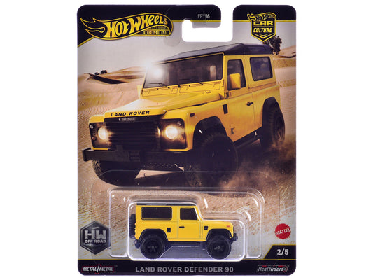 Land Rover Defender 90 Yellow with Black Top "HW Off Road" Series Diecast Model Car by Hot Wheels Hotwheels