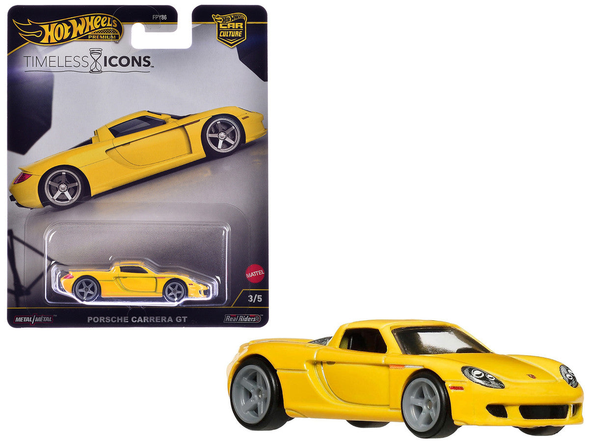 Porsche Carrera GT Yellow "Timeless Icons" Series Diecast Model Car by Hot Wheels-0