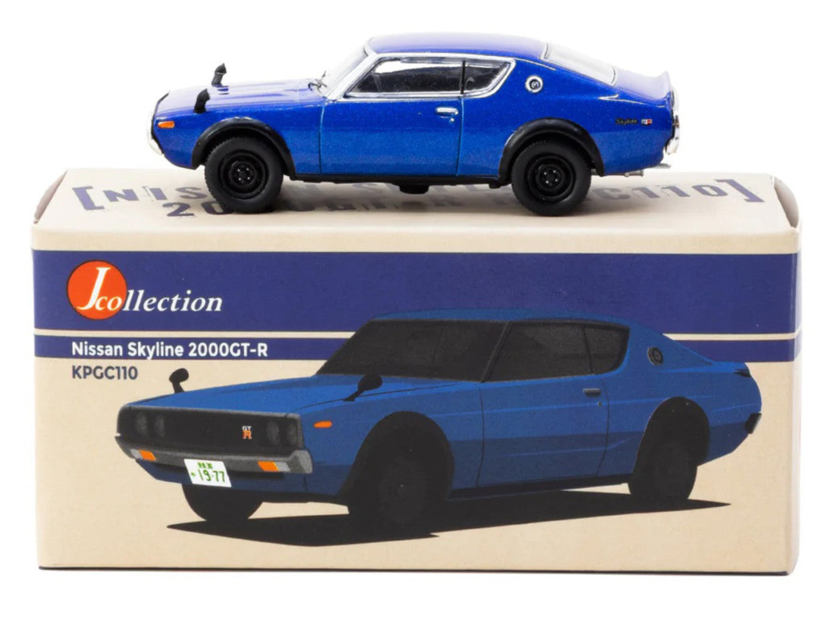 Nissan Skyline 2000GT-R KPGC110 RHD (Right Hand Drive) Blue Metallic "J Collection" Series 1/64 Diecast Model by Tarmac Works Tarmac Works