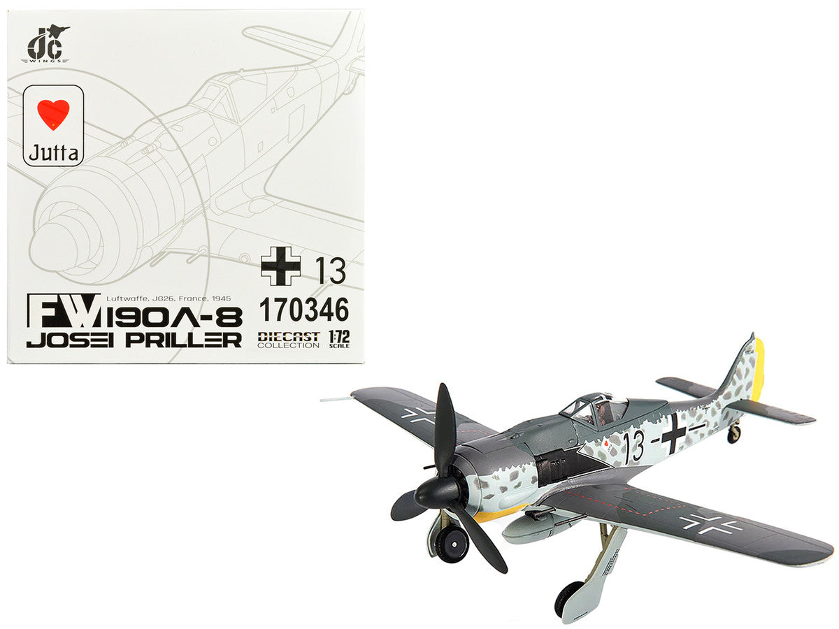 Focke-Wulf Fw 190A-8 Fighter Aircraft "JG 26 Schlageter France" (1945) German Luftwaffe 1/72 Diecast Model by JC Wings JC Wings