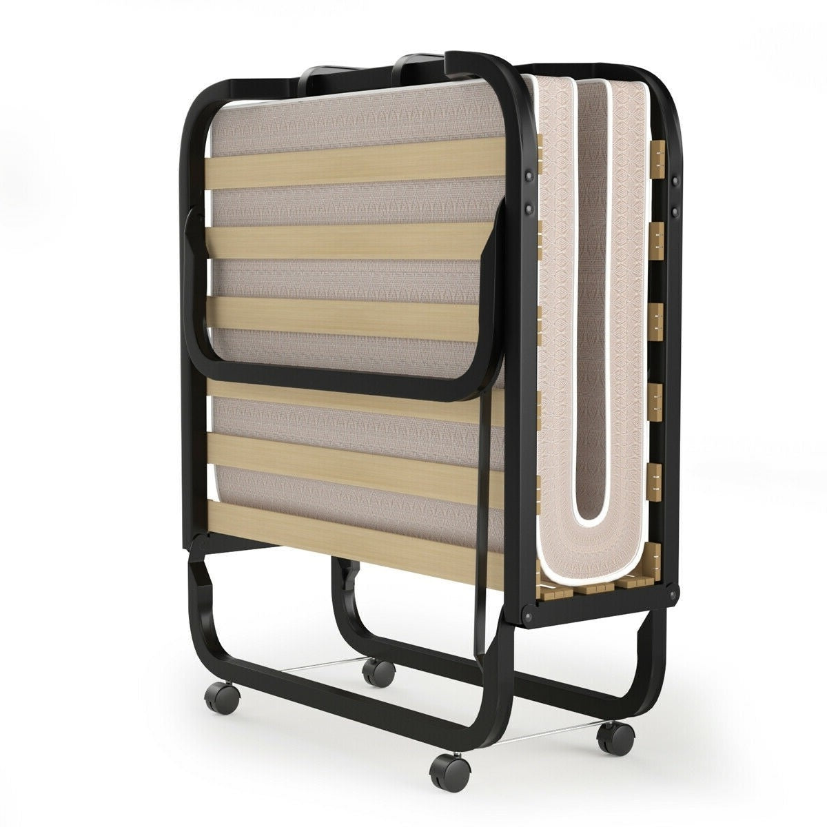 Rollaway Bed with Casters Wheels and Folding Memory Foam Mattress FastFurnishings