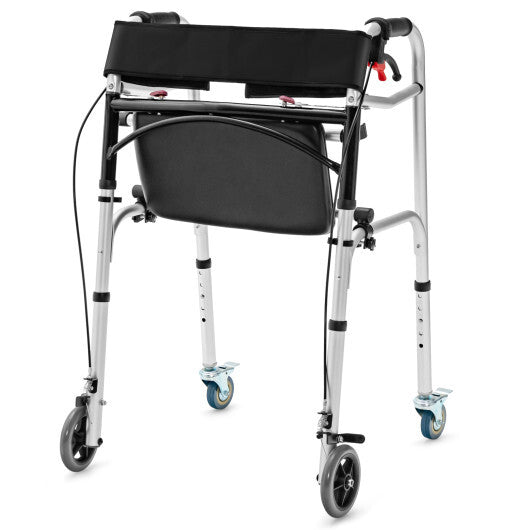 Height Adjustable Aluminum Walker with Rolling Wheels and Brakes W2B