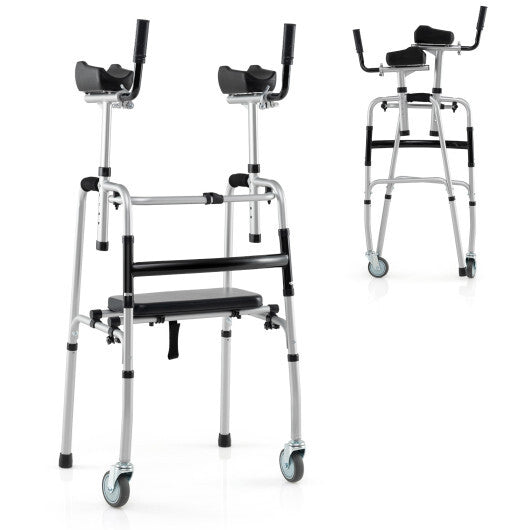 Versatile Rolling Walker for Rehabilitation Training-Silver - Color: Silver W2B