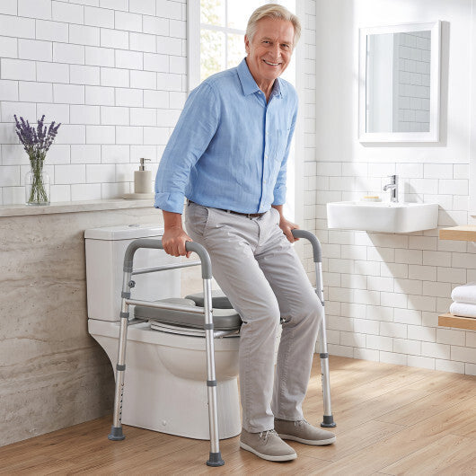 Heavy-duty 400 LBS Raised Toilet Seat with Non-slip Handles W2B