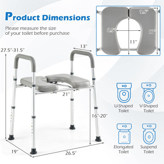 Heavy-duty 400 LBS Raised Toilet Seat with Non-slip Handles W2B