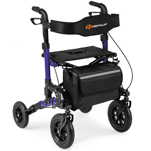 Rollator Walker for Seniors Folding Rolling Walker with Seat-Purple W2B