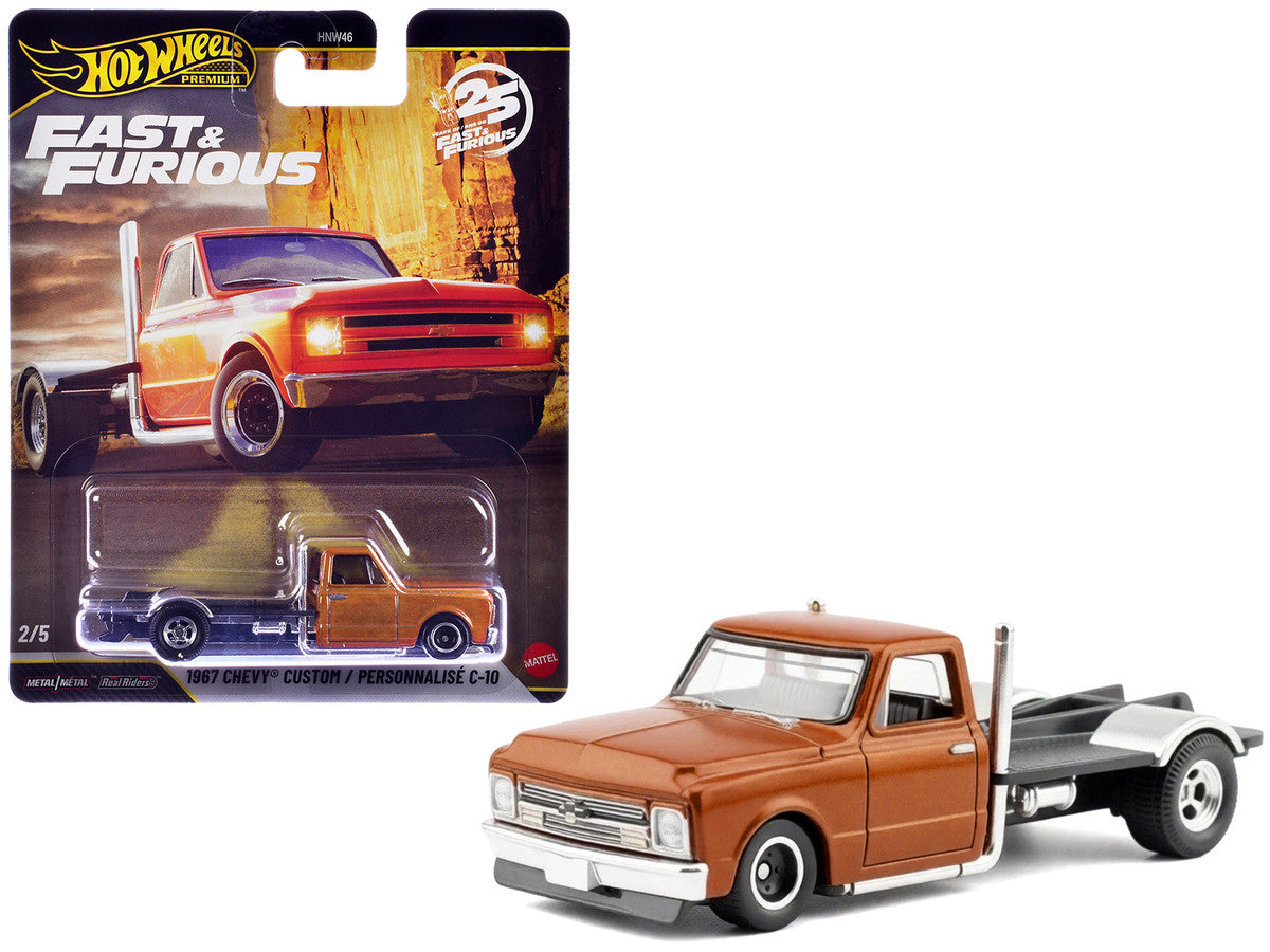 1967 Chevrolet C-10 Custom Bedless Truck Orange Metallic "Furious 7" (2015) Movie "Fast & Furious" Series Diecast Model Car by Hot Wheels Hotwheels