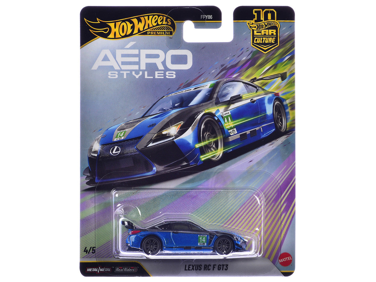 Lexus RC F GT3 #14 Blue Metallic "Aero Styles" Series Diecast Model Car by Hot Wheels Hotwheels