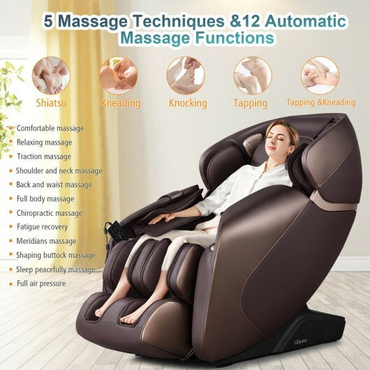 Therapy 03 - Full Body Zero Gravity Massage Chair Recliner with SL Track-Brown