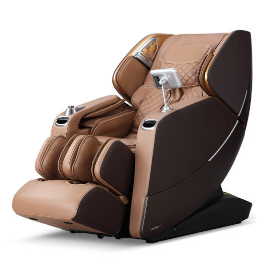 Enjoyment 30-2024 SL Track 4D Full Body Massage Chair Zero Gravity Electric Shiatsu Massage Recliner with Airbags-Brown W2B