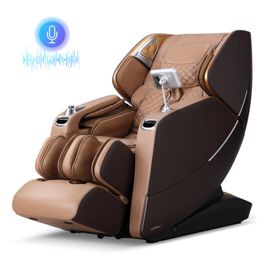 Enjoyment 30-2024 SL Track 4D Full Body Massage Chair Zero Gravity Electric Shiatsu Massage Recliner with Airbags-Brown W2B