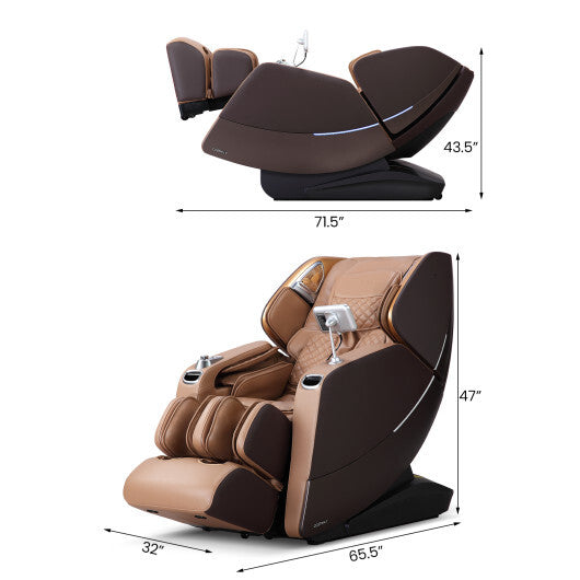 Enjoyment 30-2024 SL Track 4D Full Body Massage Chair Zero Gravity Electric Shiatsu Massage Recliner with Airbags-Brown W2B