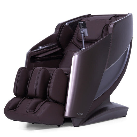Full Body Zero Gravity Massage Recliner with Airbags and Foot Rollers-Brown W2B