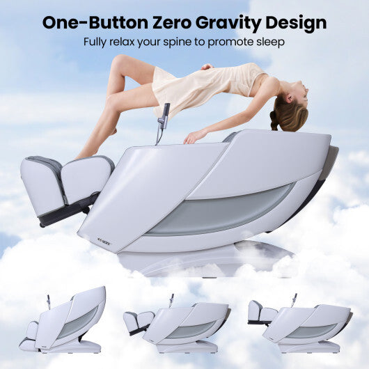 Full Body Zero Gravity Massage Recliner with Airbags and Foot Rollers-Brown W2B