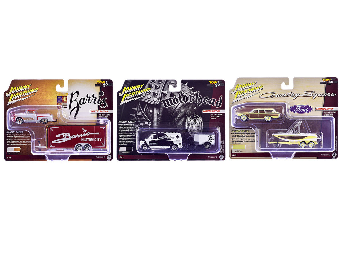 "Tow & Go" 2026 Release 2 Set of 3 pieces 1/64 Diecast Model Cars by Johnny Lightning Johnny Lightning
