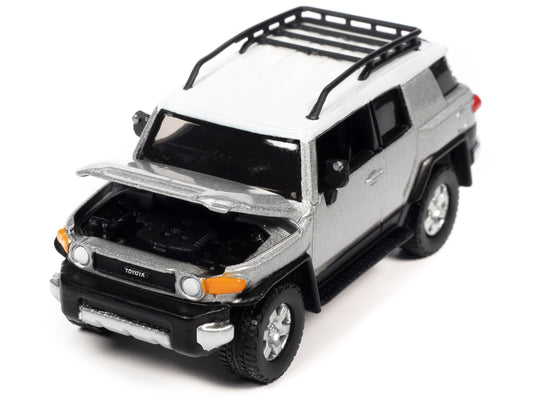 2007 Toyota FJ Cruiser Titanium Silver Metallic with White Top and Roofrack "Classic Gold Collection" Series Limited Edition 1/64 Diecast Model Car by Johnny Lightning