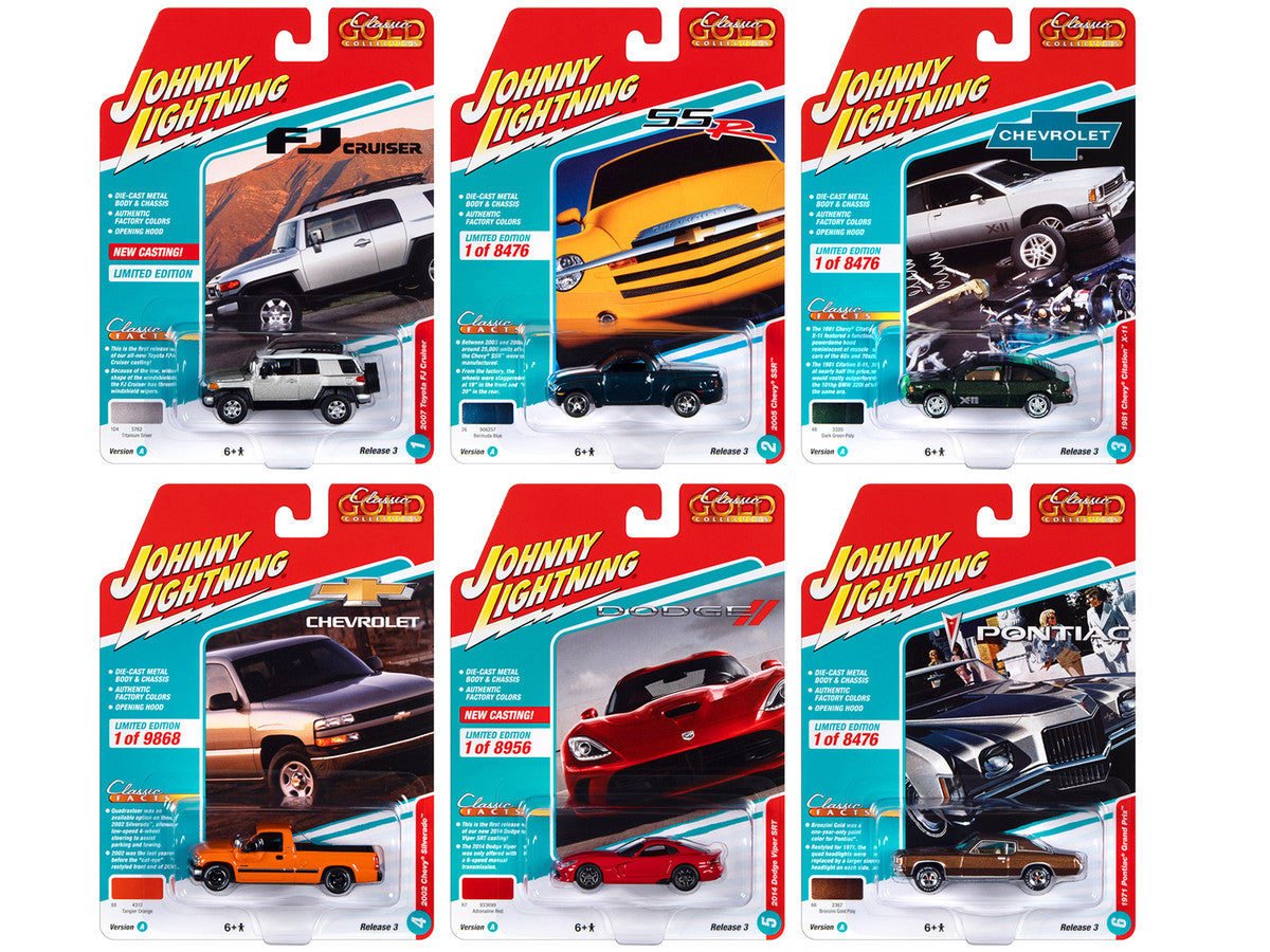 "Classic Gold Collection" 2022 Set A of 6 Cars Release 3 1/64 Diecast Model Cars by Johnny Lightning Johnny Lightning