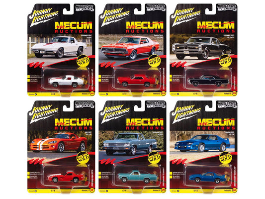 "Muscle Cars USA" 2025 Release 3 Set A of 6 pieces "MECUM Auctions" 1/64 Diecast Model Cars by Johnny Lightning Johnny Lightning