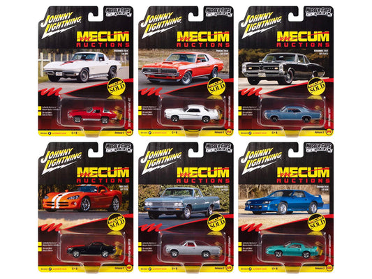 "Muscle Cars USA" 2025 Release 3 Set B of 6 pieces "MECUM Auctions" 1/64 Diecast Model Cars by Johnny Lightning Johnny Lightning