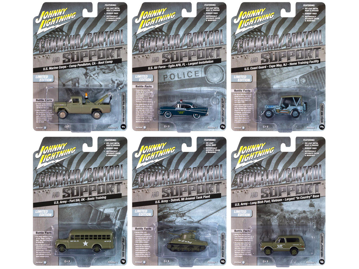 "Military" Set B of 6 pieces 2024 Release 2 Limited Edition Diecast Models by Johnny Lightning Johnny Lightning