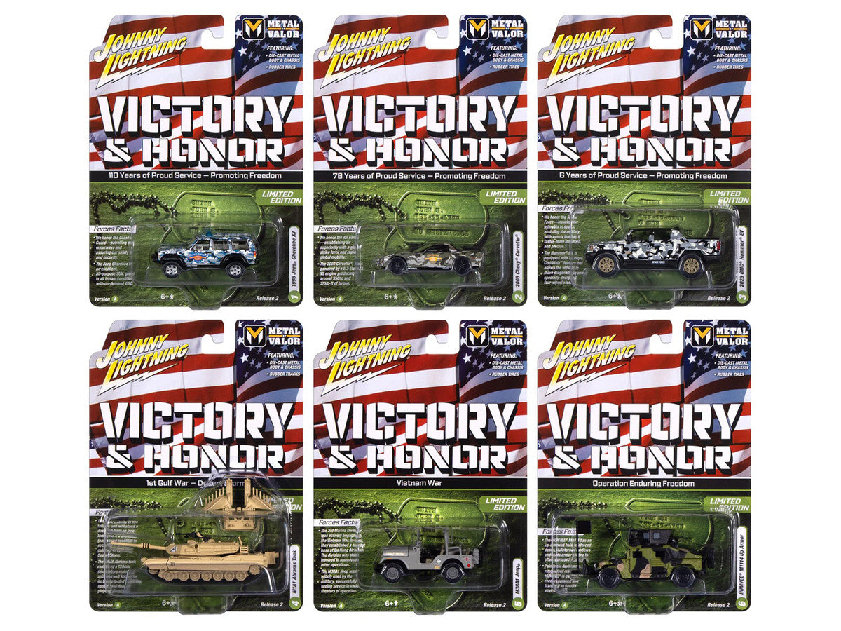 "Military" Set A of 6 pieces 2025 Release 2 Limited Edition 1/64 Diecast Model Cars by Johnny Lightning Johnny Lightning