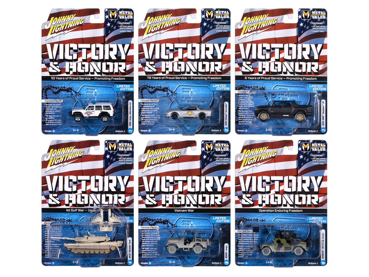 "Military" Set B of 6 pieces 2025 Release 2 Limited Edition 1/64 Diecast Model Cars by Johnny Lightning Johnny Lightning