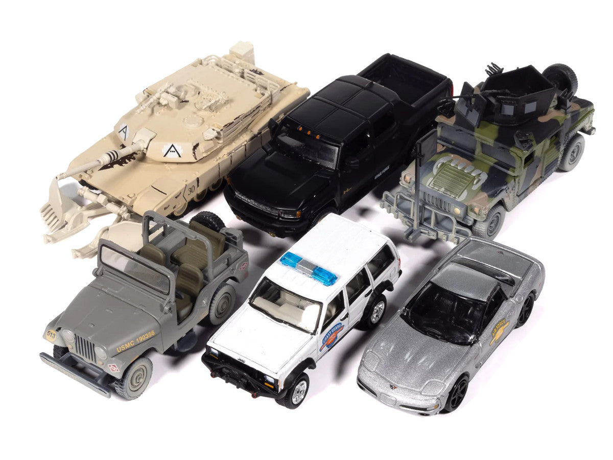 "Military" Set B of 6 pieces 2025 Release 2 Limited Edition 1/64 Diecast Model Cars by Johnny Lightning Johnny Lightning