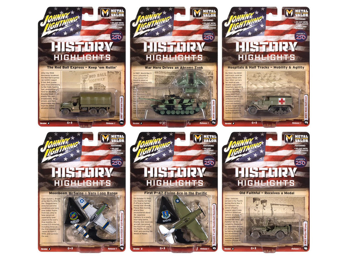 "Military" Set A of 6 pieces 2026 Release 1 Limited Edition 1/64 Diecast Model Cars by Johnny Lightning Johnny Lightning