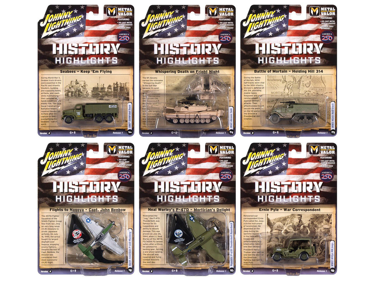 "Military" Set B of 6 pieces 2026 Release 1 Limited Edition 1/64 Diecast Model Cars by Johnny Lightning Johnny Lightning