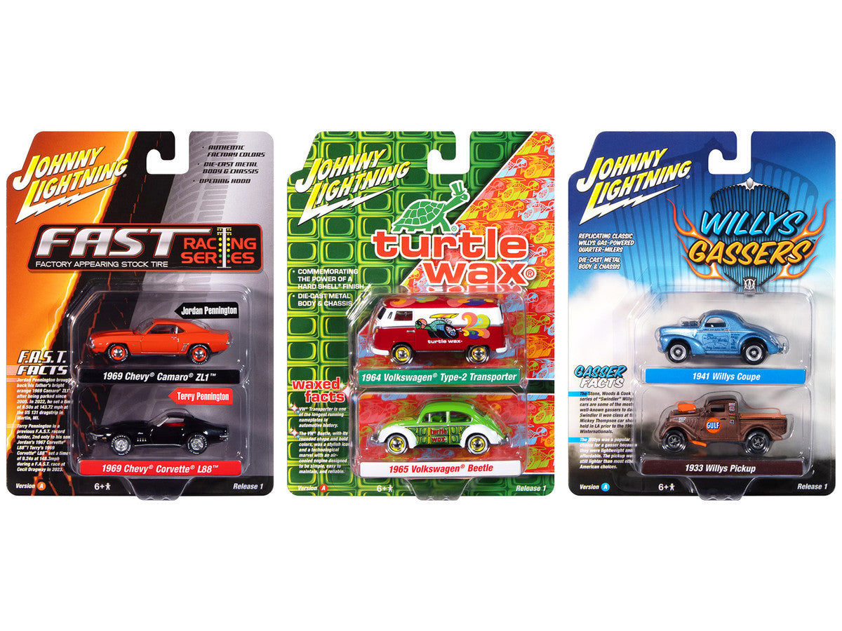 Johnny Lightning "2-Packs" 2024 Release 1 Set A of 6 pieces 1/64 Diecast Model Cars by Johnny Lightning Johnny Lightning