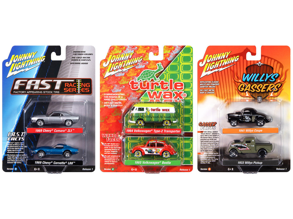 Johnny Lightning "2-Packs" 2024 Release 1 Set B of 6 pieces 1/64 Diecast Model Cars by Johnny Lightning Johnny Lightning