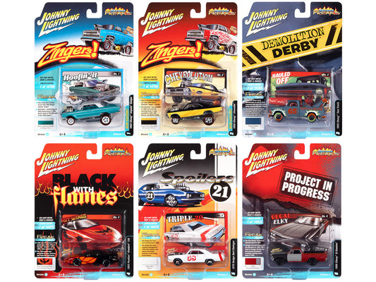 "Street Freaks" 2021 Set A of 6 Cars Release 4 1/64 Diecast Model Cars by Johnny Lightning-0